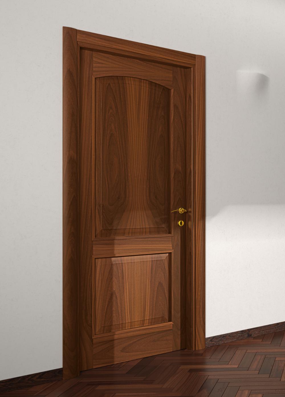 Porta interna legno classica Noce nazionale a due specchi
